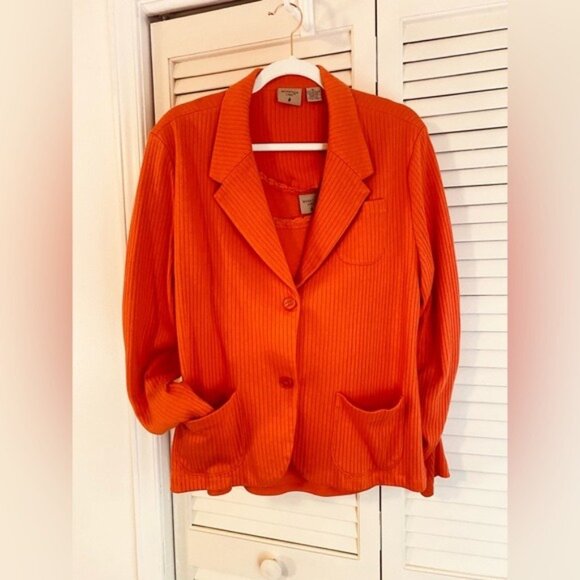 Vintage Mountain Lake Tangerine Orange Ribbed Blazer & Cami Set Size XL - Picture 1 of 6